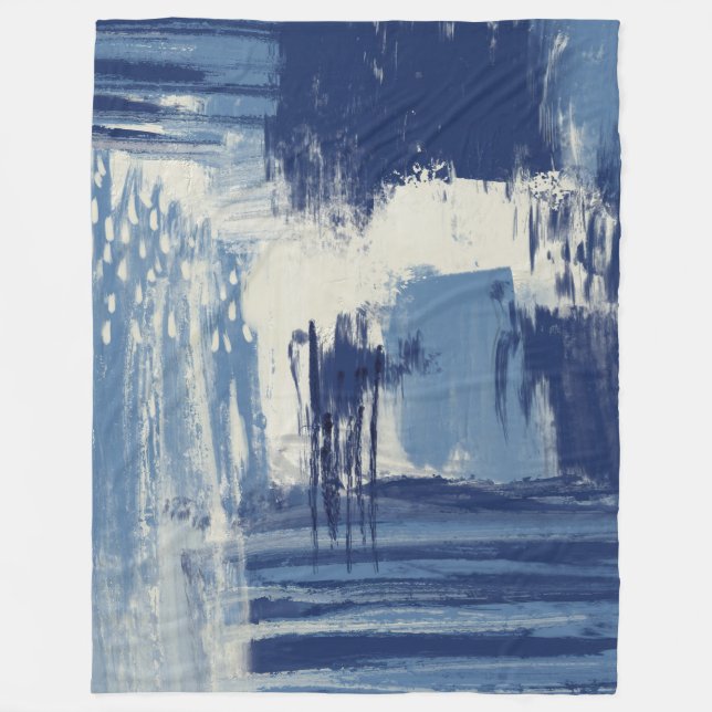 Couverture Polaire Bleu Abstrait et ivoire (Devant)