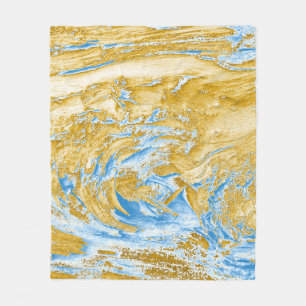 Couverture Polaire Bleu Abstrait : Touches dorées.