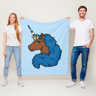 Couverture Polaire Bleu Afro Unicorn