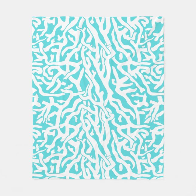 Couverture Polaire Bleu blanc nautique d'Aqua de motif de récif (Devant)
