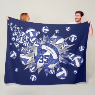 Couverture Polaire bleu blanc volleballs stars filles sports sur mesu