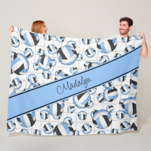 Couverture Polaire Bleu bleu noir ceint volleyballs accent motif net
