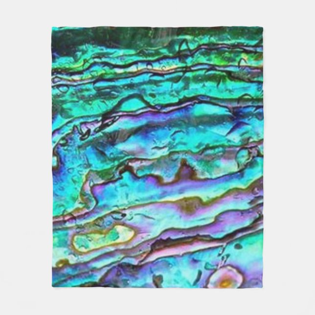 Couverture Polaire Bleu Bleu Vert Paua Abalone coque Blanche (Devant)