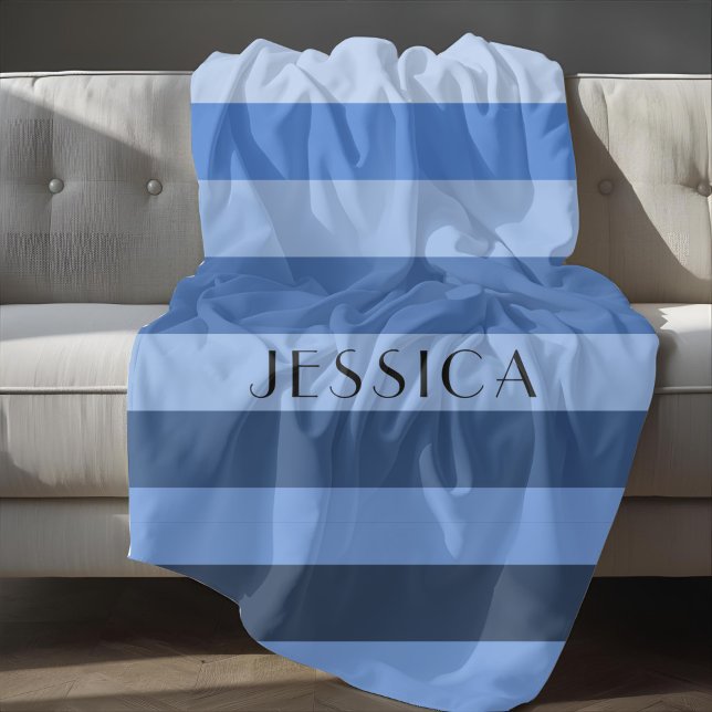 Couverture Polaire Bleu Blocage Bleu Blocs Nom du Motif Imprimer (Blue Color Block Stripes Pattern Name Print Fleece Blanket)