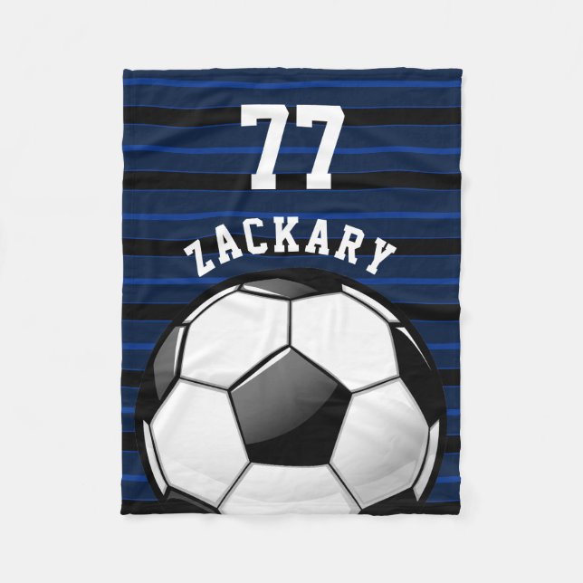 Couverture Polaire Bleu brillant de ballon de football (Devant)