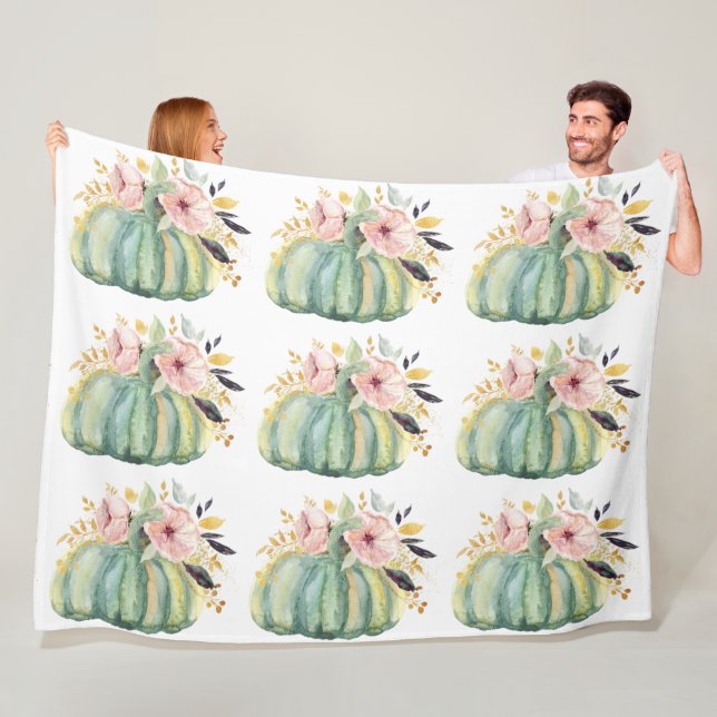 Couverture Polaire Bleu citrouille chute d'eau couleur élégante autom (En situation)