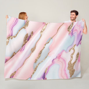 Couverture Polaire Bleu clair rose Agneau Marbre Collection moderne