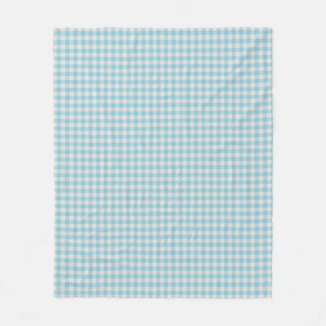 Couverture Polaire Bleu clair Vintage En vichy Motif plat (Devant)