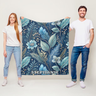 Couverture Polaire Bleu complexe et vert botanique - bleu foncé étoil
