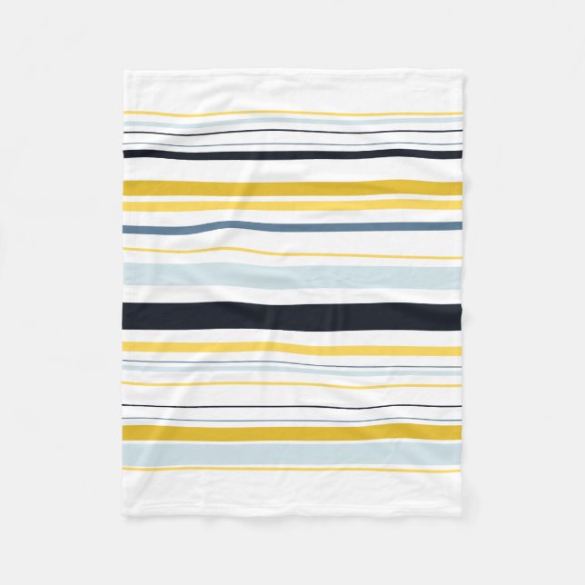 Couverture Polaire Bleu de la marine jaune gris blanc (Devant)
