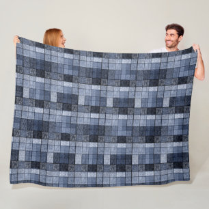 Couverture Polaire Bleu, denim, tartan, plaid.