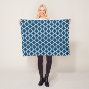 Couverture Polaire Bleu et Bébé Bleu Trellis, treillis, Quatrefoil