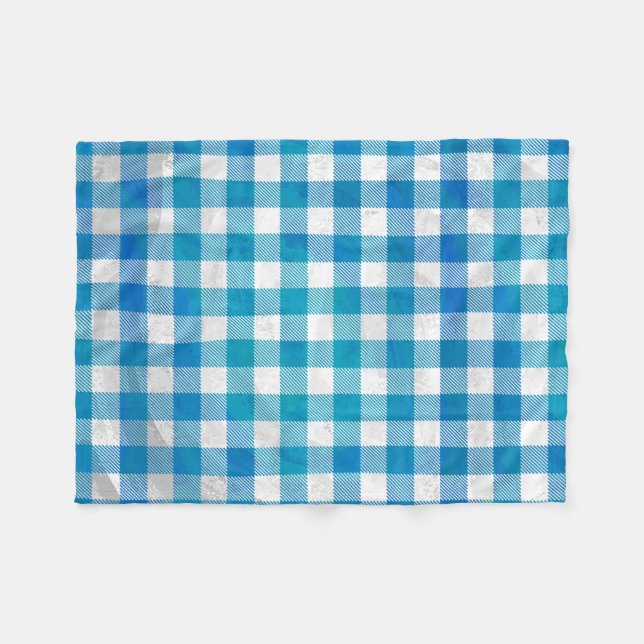 Couverture Polaire Bleu et blanc À damiers Buffalo Plaid (Devant (Horizontal))