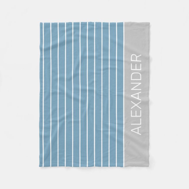 Couverture Polaire Bleu et blanc avec gris personnalisé (Devant)