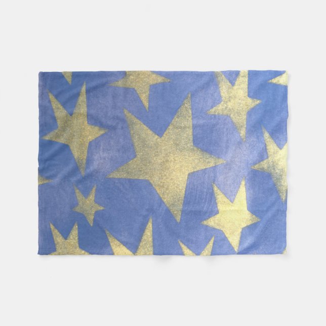 Couverture Polaire Bleu étoilé et or (Devant (Horizontal))