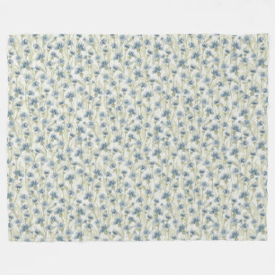 Couverture Polaire Bleu Fleurs de Cornouailles Lumière Sage Vert Flee