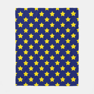 Couverture Polaire Bleu Jaune Etoiles Motif