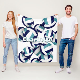 Couverture Polaire bleu marine turquoise volleyball équipe couleurs s
