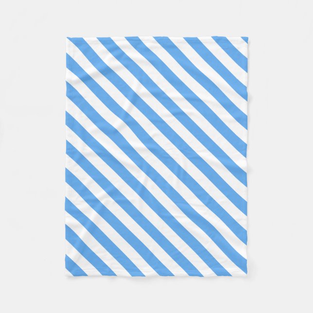 Couverture Polaire Bleu moderne Blanc rayé Élégant Modèle (Devant)