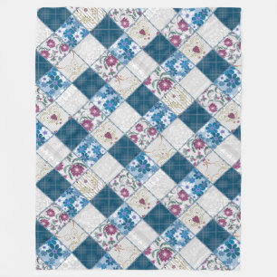 Couverture Polaire Bleu motif rustique à la mode de déchirures de ti