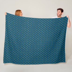 Couverture Polaire Bleu Or étoiles brillant