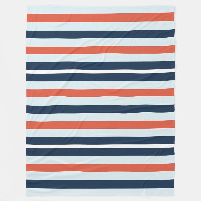 Couverture Polaire Bleu, orange et blanc (Devant)