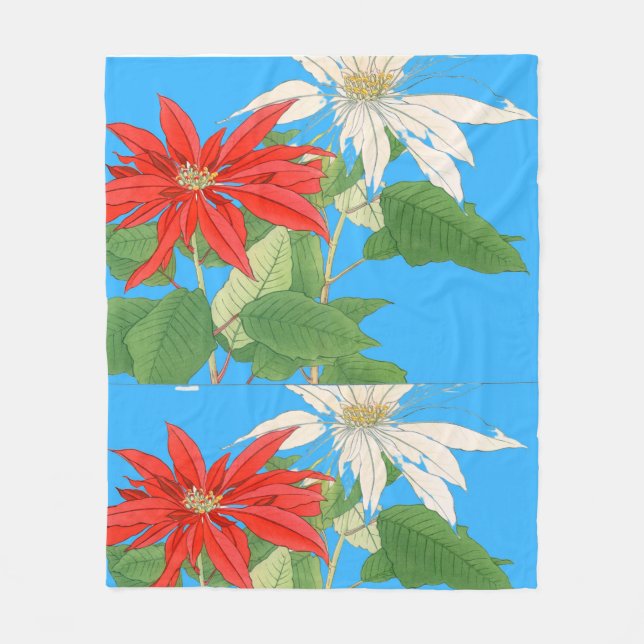 Couverture Polaire Bleu Poinsettias (Devant)