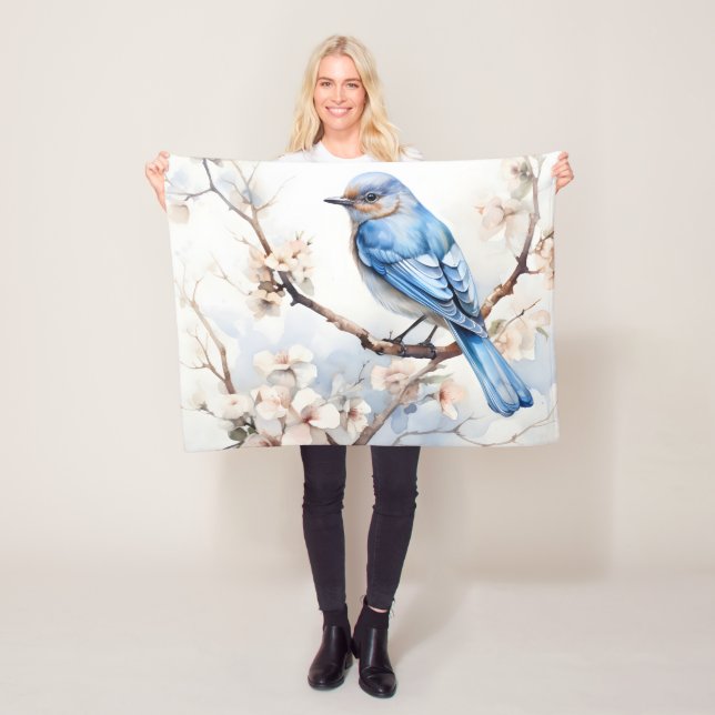 Couverture Polaire Bleu printanier dans l'arbre florissant (En situation)