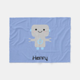 Couverture Polaire Bleu robot caricature