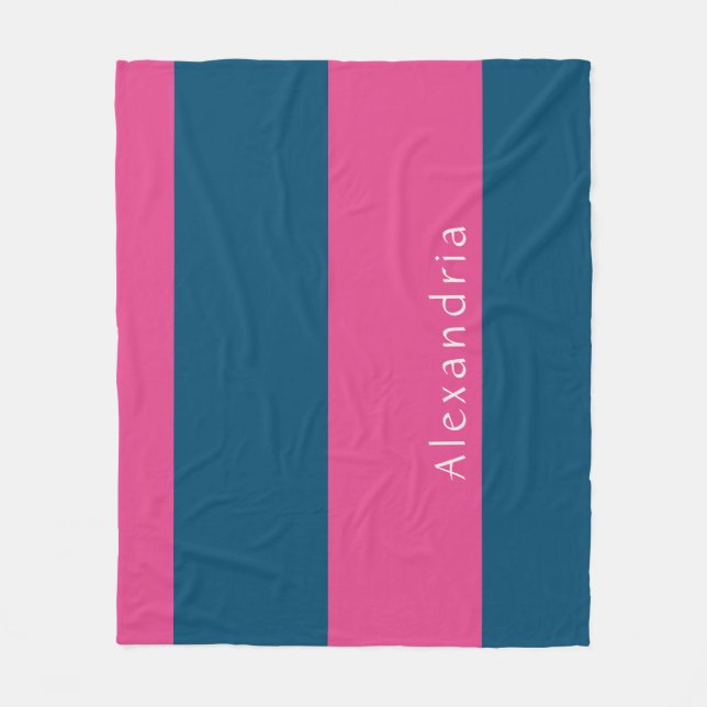 Couverture Polaire Bleu rose rayé personnalisé (Devant)