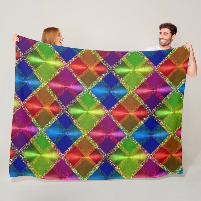 Couverture Polaire Bleu rouge Parties scintillant verte Conception Pl (En situation)