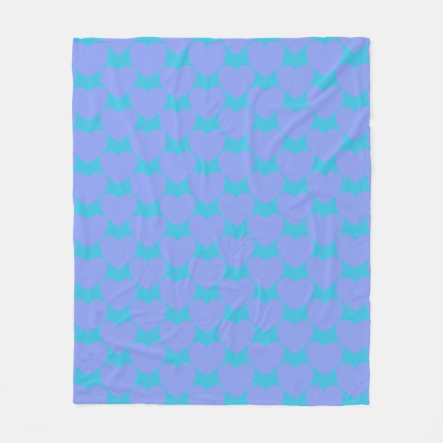 Couverture Polaire Bleu Turquoise mignon et Motif cardiaque périphéri (Devant)