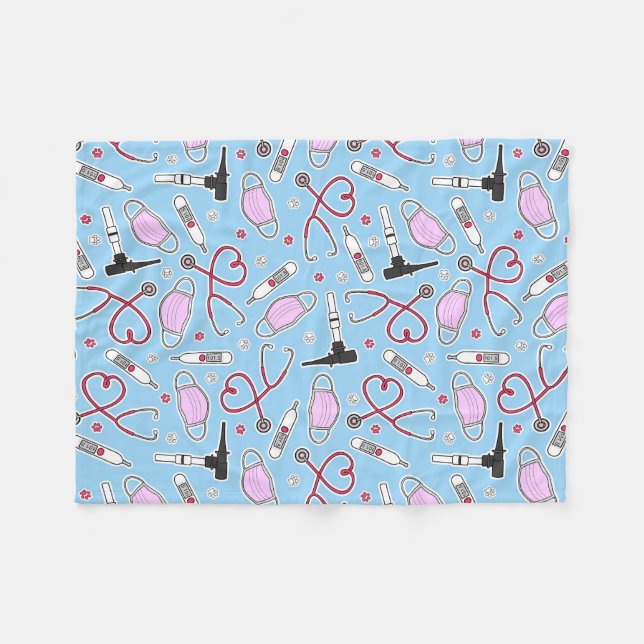 Couverture Polaire Bleu vétérinaire/vétérinaire de motif de (Devant (Horizontal))