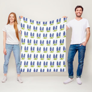 Couverture Polaire Bleus Texas Fleurs Fleur Sauvage Aquarelle Fl