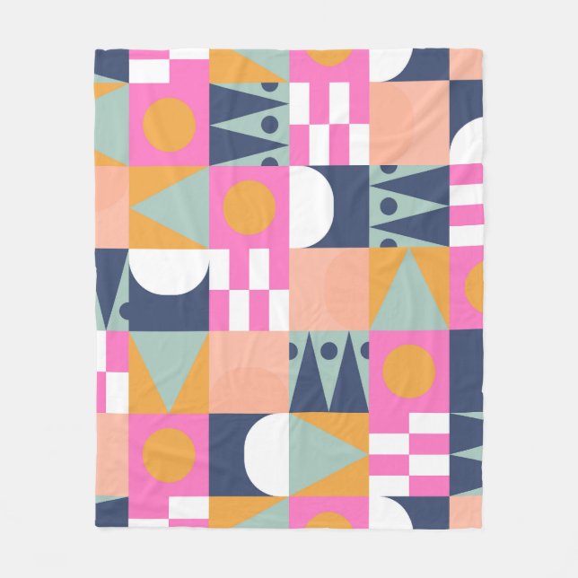 Couverture Polaire Bloc de couleur africain, motif géométrique. (Devant)