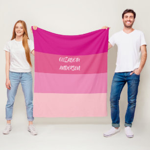 Couverture Polaire Blocage de couleur rose, bande horizontale