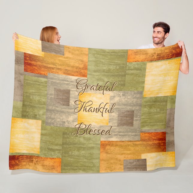 Couverture Polaire Blocs couleur automne (En situation)