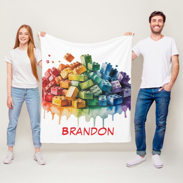 Couverture Polaire Blocs de bâtiment colorés Explosion fête d'anniver (En situation)