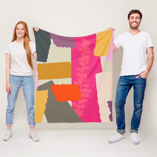 Couverture Polaire Blocs de couleurs artistiques Abstraits modernes (En situation)