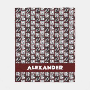 Couverture Polaire Blocs de crosse Maroon de bâtons et de balles