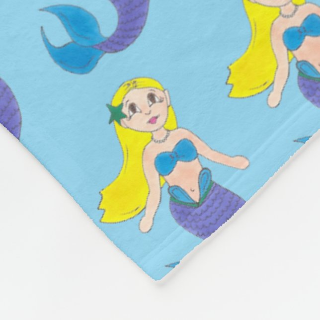Couverture Polaire Blonde nage Sirène fille pourpre Queue Océan Mer (Coin)