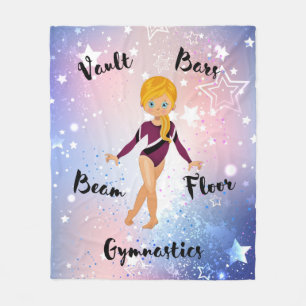 Couverture Polaire Blonde Star Gymnaste, Yeux Bleus, Léotard Bourgogn
