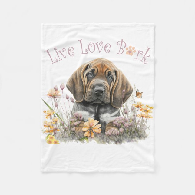 Couverture Polaire Bloodhound Chien Maman Floral (Devant)