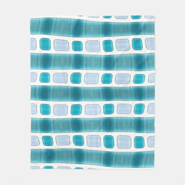 Couverture Polaire Blue and Aqua Modern Striped Pattern Blanket (Devant)