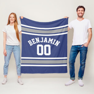 Couverture Polaire Blue and Silver Sports Jersey Nom personnalisé Num