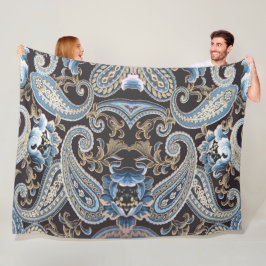 Couverture Polaire Blue Brown Vintage Paisley 2