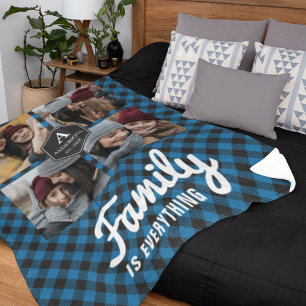 Couverture Polaire Blue Buffalo Plaid Lumberjack Famille Photo Collag