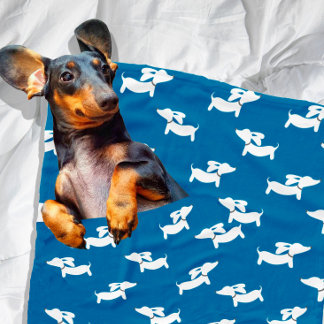 Couverture Polaire Blue Dachshunds Dancing Fleece Doxie Blanket