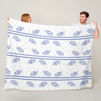 Couverture Polaire Blue & Gray Botanical Watercolor Pattern