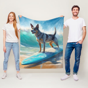 Couverture Polaire Blue Heeler Beach Surfing Peinture